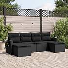 vidaXL Loungegrupp med dynor 6 delar svart konstrotting 3220514