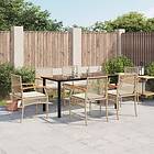 vidaXL Matgrupp för trädgården med dynor 7 delar beige konstrotting 3213635
