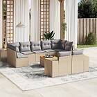 vidaXL Soffgrupp för trädgård med dynor 10 delar beige konstrotting 3257928