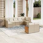 vidaXL Soffgrupp för trädgården med dynor 9 delar beige konstrotting 3227969