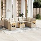 vidaXL Soffgrupp för trädgård med dynor 10 delar beige konstrotting 3227122