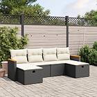 vidaXL Loungegrupp med dynor 6 delar svart konstrotting 3265340