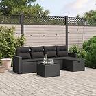 vidaXL Loungegrupp med dynor 6 delar svart konstrotting 3263471