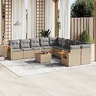 vidaXL Loungegrupp för trädgården m. dynor 11 delar beige konstrotting 3227200