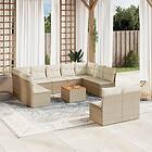 vidaXL Soffgrupp för trädgården 12 delar med dynor beige konstrotting 3256219