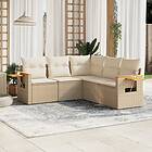 vidaXL Soffgrupp för trädgården med dynor 5 delar beige konstrotting 3226800