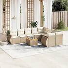vidaXL Soffgrupp för trädgård med dynor 10 delar beige konstrotting 3225162
