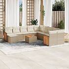 vidaXL Soffgrupp för trädgården 12 delar med dynor beige konstrotting 3228256