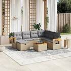 vidaXL Soffgrupp för trädgård med dynor 8 delar mixbeige konstrotting 3265553