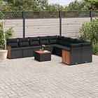 vidaXL Loungegrupp för trädgården m. dynor 11 delar konstrotting svart 3228036