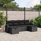 vidaXL Loungegrupp med dynor 6 delar svart konstrotting 3263851