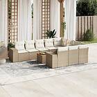 vidaXL Loungegrupp för trädgården m. dynor 11 delar beige konstrotting 3257955