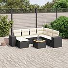 vidaXL Loungegrupp för trädgården med dynor 8 delar svart konstrotting 3225559