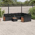 vidaXL Loungegrupp 10 delar med svarta dynor konstrotting 3227987