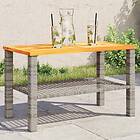 vidaXL Trädgårdsbord grå 70x38x42 cm konstrotting akaciaträ 366271