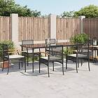 vidaXL Matgrupp för trädgården med dynor 7 delar svart konstrotting 3213601