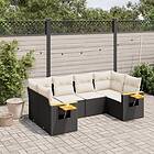 vidaXL Loungegrupp med dynor 6 delar svart konstrotting 3227099
