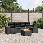 vidaXL Loungegrupp med dynor 6 delar svart konstrotting 3265164