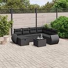 vidaXL Loungegrupp för trädgården med dynor 8 delar svart konstrotting 3264151