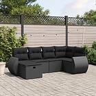 vidaXL Loungegrupp med dynor 6 delar svart konstrotting 3264101