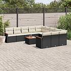 vidaXL Loungegrupp med dynor 12 delar svart konstrotting 3226434