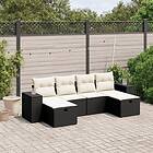 vidaXL Loungegrupp med dynor 6 delar svart konstrotting 3264472