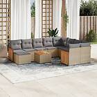 vidaXL Loungegrupp för trädgården m. dynor 11 delar beige konstrotting 3228243