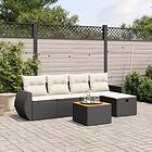 vidaXL Loungegrupp med dynor 6 delar svart konstrotting 3265053