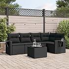 vidaXL Loungegrupp med dynor 6 delar svart konstrotting 3252472