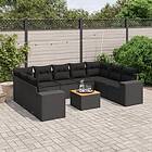 vidaXL Loungegrupp 10 delar med svarta dynor konstrotting 3225586