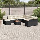 vidaXL Loungegrupp med dynor 12 delar svart konstrotting 3226574