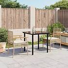vidaXL Matgrupp för trädgården 3 delar med dynor beige konstrotting 3213631