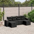 vidaXL Loungegrupp med dynor 6 delar svart konstrotting 3264471