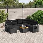 vidaXL Loungegrupp för trädgården med dynor 8 delar svart konstrotting 3264961
