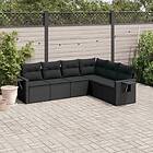 vidaXL Loungegrupp med dynor 6 delar svart konstrotting 3220204