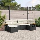 vidaXL Loungegrupp med dynor 6 delar svart konstrotting 3265515