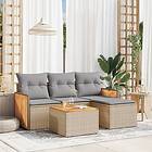 vidaXL Soffgrupp för trädgården med dynor 5 delar beige konstrotting 3227592