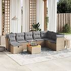 vidaXL Soffgrupp för trädgård med dynor 9 delar mixbeige konstrotting 3264762