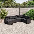 vidaXL Loungegrupp för trädgården med dynor 8 delar svart konstrotting 3263581