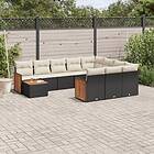 vidaXL Loungegrupp för trädgården m. dynor 11 delar konstrotting svart 3228044