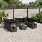 vidaXL Loungegrupp 10 delar med svarta dynor konstrotting 3227119