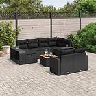 vidaXL Loungegrupp för trädgården m. dynor 11 delar konstrotting svart 3266255