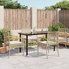 vidaXL Matgrupp för trädgården med dynor 5 delar beige konstrotting 3213633