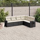 vidaXL Loungegrupp med dynor 6 delar svart konstrotting 3220205