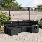 vidaXL Loungegrupp med dynor 6 delar svart konstrotting 3263791