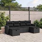 vidaXL Loungegrupp med dynor 6 delar svart konstrotting 3263541