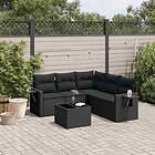vidaXL Loungegrupp med dynor 6 delar svart konstrotting 3252492