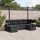 vidaXL Loungegrupp med dynor 6 delar svart konstrotting 3265514