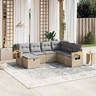vidaXL Soffgrupp för trädgård med dynor 7 delar mixbeige konstrotting 3265546