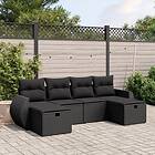 vidaXL Loungegrupp med dynor 6 delar svart konstrotting 3264161